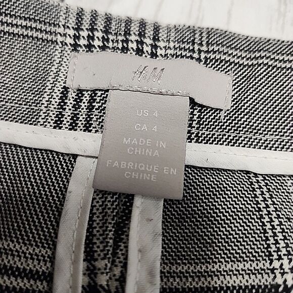 H&M Gray Tartan/Plaid Tailored Ankle Trousers Check Dress Pants Woman’s Size 4 - Picture 5 of 12